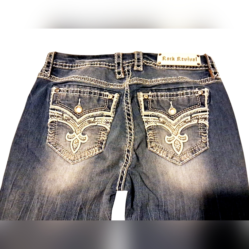 Rock Revival Women's Olinda Easy Skinny Blue Jeans 29 (32 X 30)